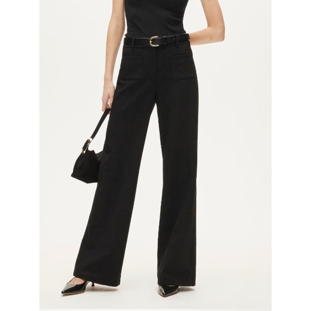 J.Crew Carolina Wide Leg Linen Blend Trousers Black Size 0 Tailored Office